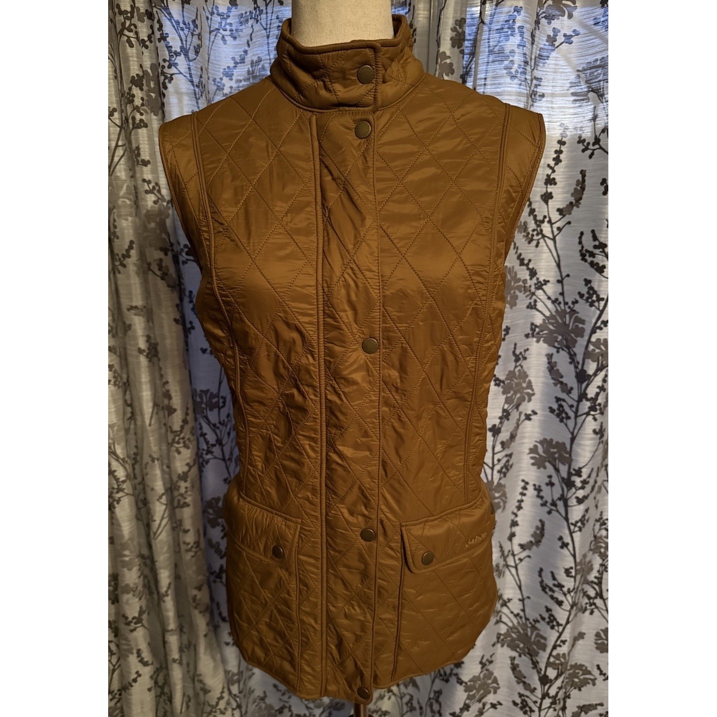 Barbour Wray Gilet Lgi0017 Diamond Quilted Vest Dijon Gold Women's Size Us 14
